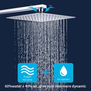 GIVING TREE 2-Spray Square 10 in. Rain Shower Head with Single-Handle Hand Shower Faucet in Chrome HDYN-MM0012