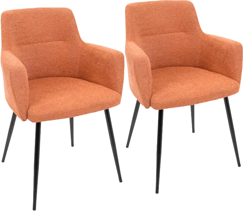 Andrew Orange and Black Dining Room Chair， Set of 2