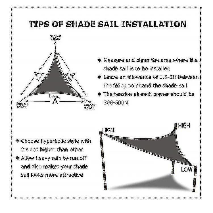 10 Sizes Triangle Waterproof Sun Shade Sail Outdoor Garden Patio Party Sunscreen Awingtriangle Canopy 95% Uv Block With Free Rope Jm5