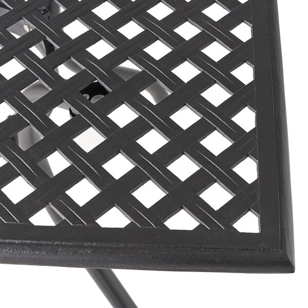 Black Metal Outdoor Patio Dining Table with Umbrella Hole(Table Only)