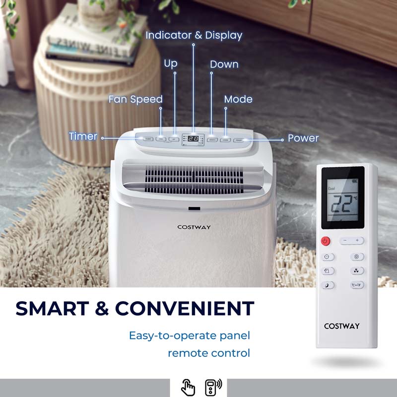 12000 BTU 3-in-1 Portable Air Conditioner Air Cooler Fan Dehumidifier with Remote Control & Touch Panel, 3 Speeds