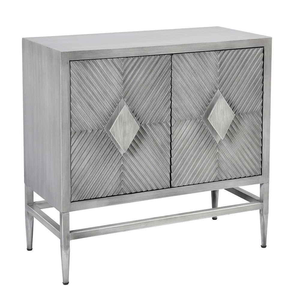 Deco   Two Diamond Scored Sideboard   Washed Grey Finish