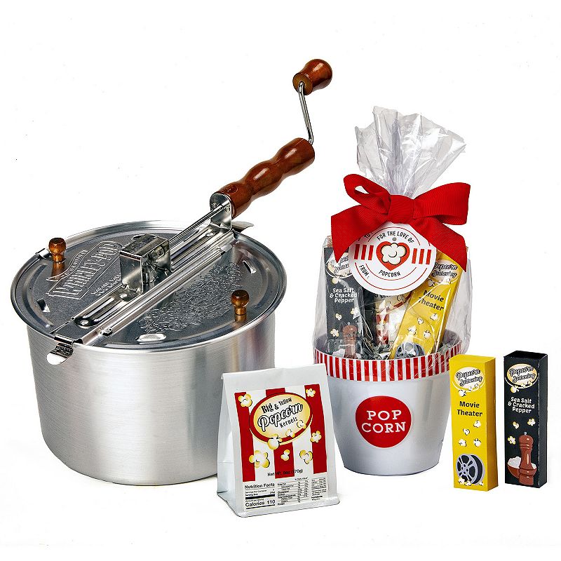 Wabash Valley Farms Whirley-Pop Popcorn Popper and For The Love of Popcorn Cello Set