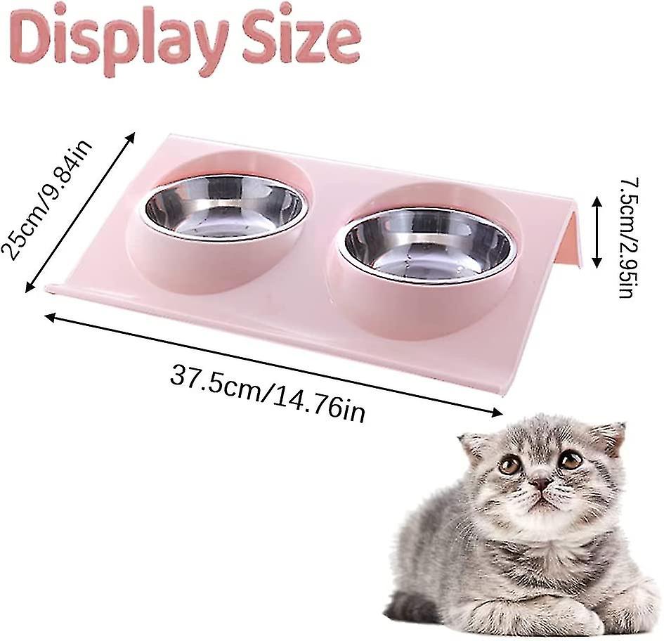 Pet Bowl Set， Dog Pet Er Bowl， 15 Tilt Double Food Bowl Raised Double Cat Bowl For S Dog And Cat Food Bowl ()