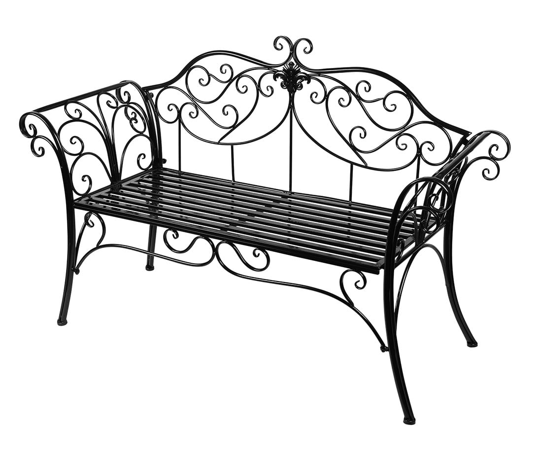 Black Outdoor Romance Two Seat Bench for Garden Park