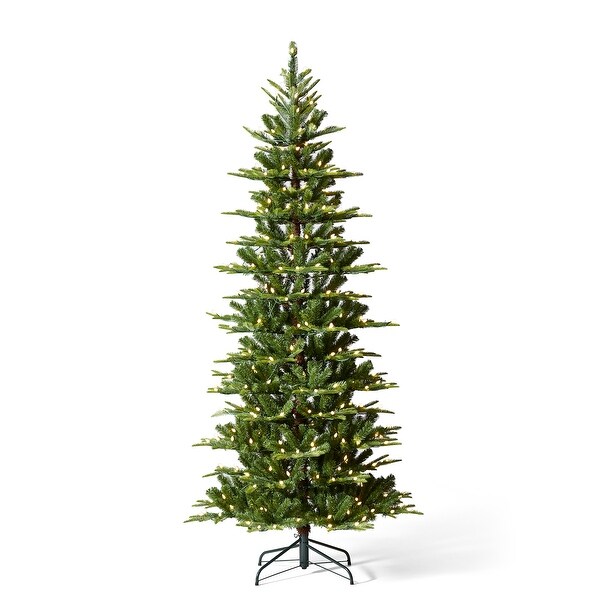 Glitzhome 7.5ft/9ft PreLit Evergreen Slim Fir Artificial Christmas Tree With Strawberry Lights