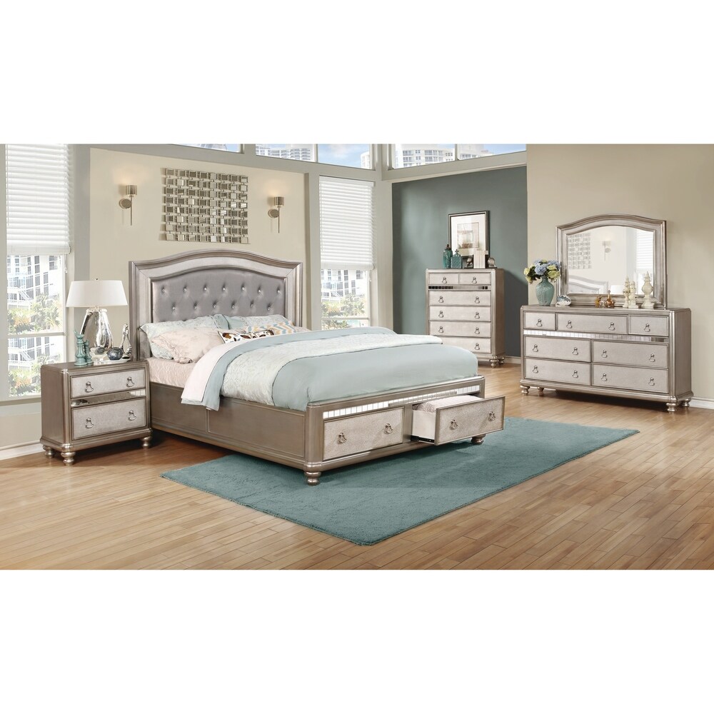 Bling Game 4 Piece Bedroom Set  Metallic Platinum