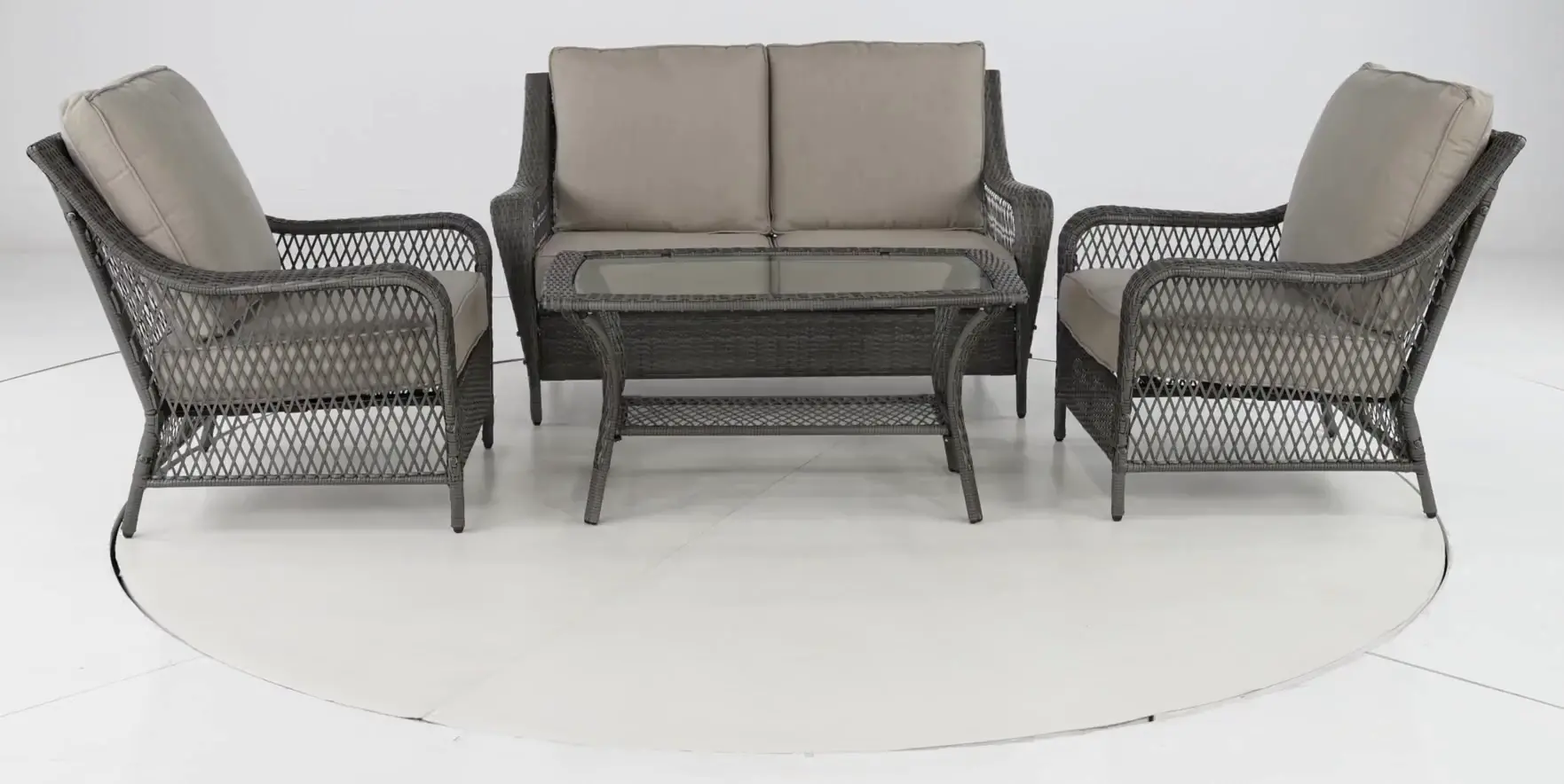 Essen II Gray Wicker 4 Piece Patio Set