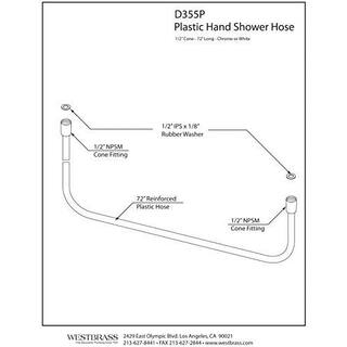 Westbrass 72 in. Extra Long Plastic SuperFlex Handlheld Shower Hose Polished Chrome D355P-CP