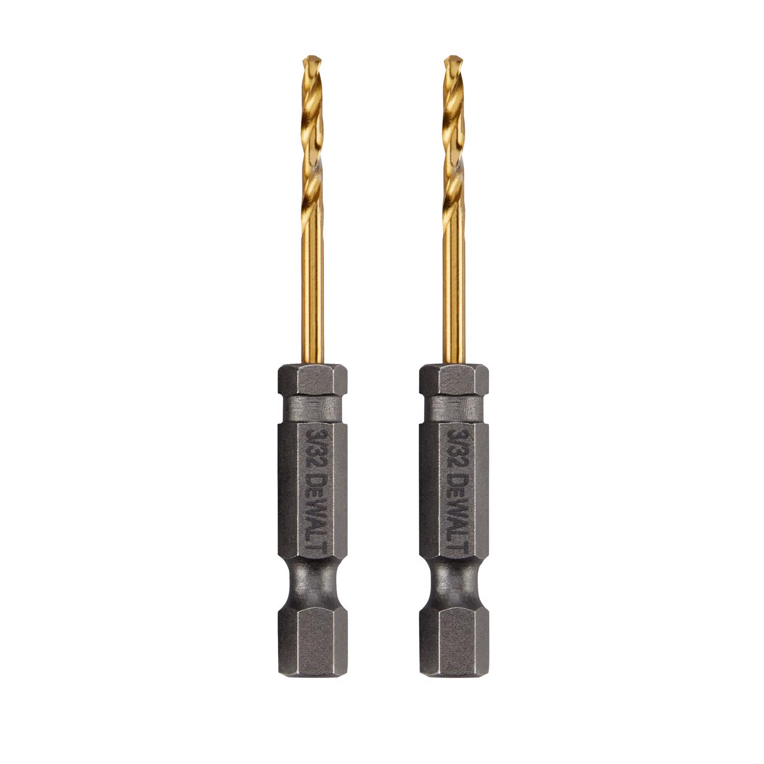 DW Impact Ready 3/32 in. X 2-7/16 in. L Titanium Nitride Drill Bit 2 pc