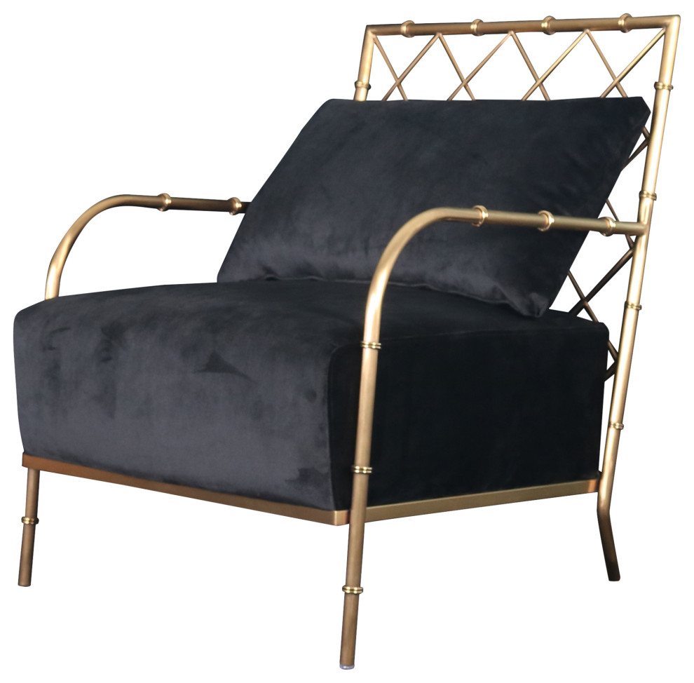 Divani Casa Ignacio Glam Black Velvet and Gold Accent Chair   Contemporary   Armchairs And Accent Chairs   by Vig Furniture Inc.  Houzz