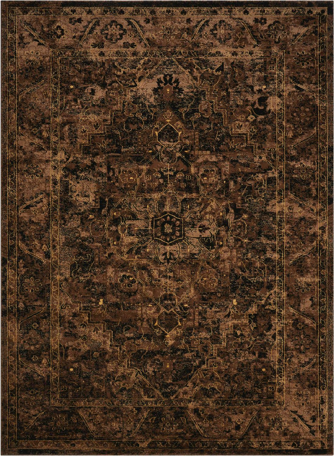 Nourison Delano Transitional Distressed Espresso 67 x 96 Area Rug， (6and#8242; x 9and#8242;)