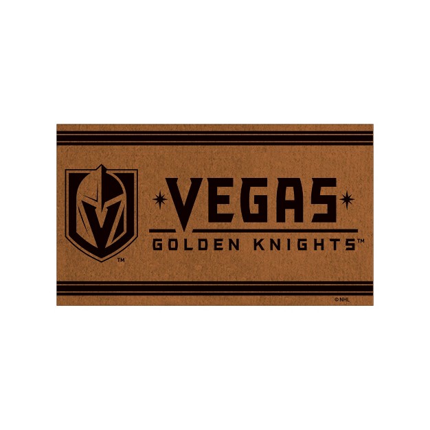 Evergreen Las Vegas Golden Knights Logo Turf Mat Brown 28 X 16 Inches Indoor Outdoor Doormat