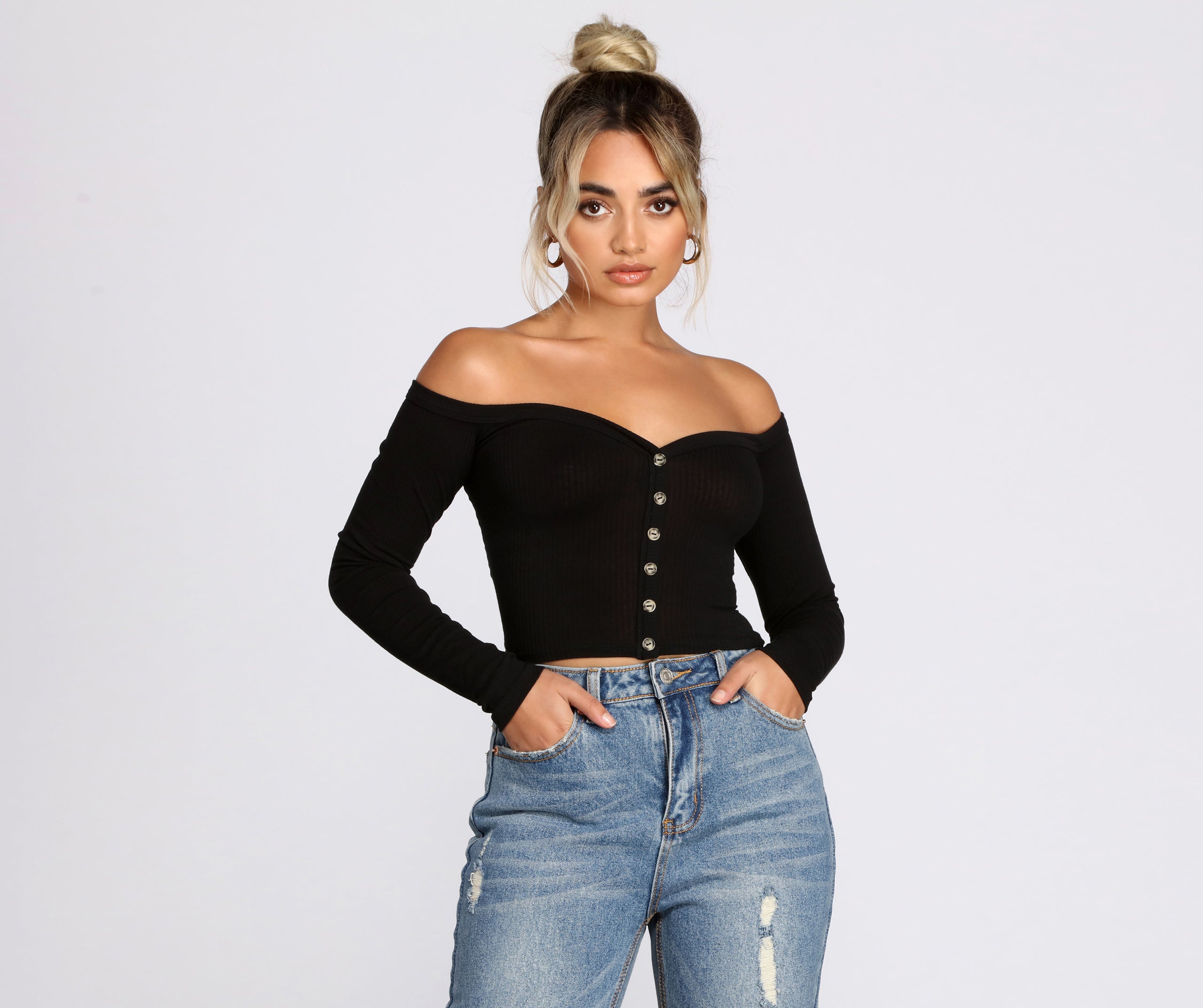 Off The Shoulder Ribbed Top