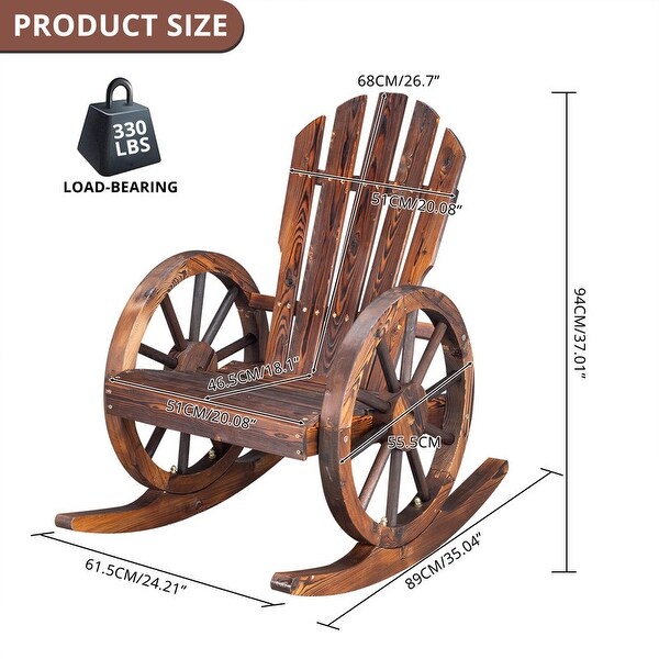 Karlhome Wagon Wheel Wood Adirondack Rocking Chair