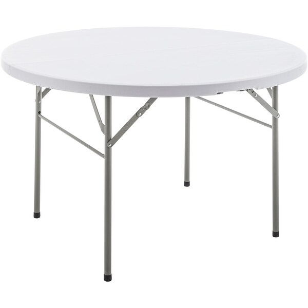 White 4 Ft 48inch Round Plastic Folding Table For Dining Wedding Party Events Kitchen