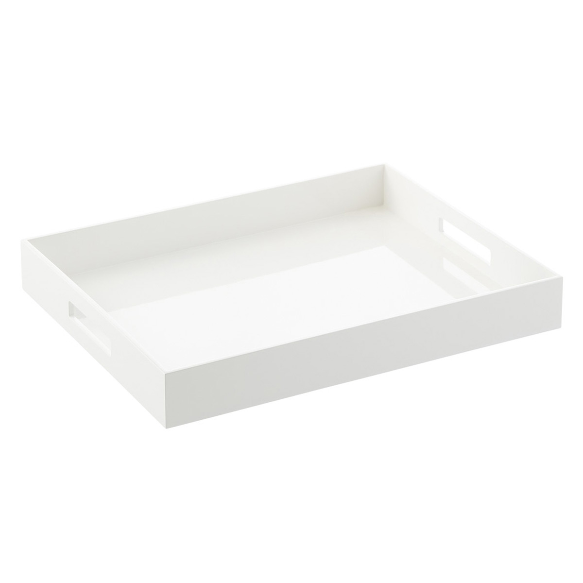 White Lacquered Serving Trays with Handles