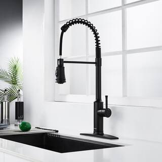 FORIOUS High Arc Kitchen Faucet with Pull Down Sprayer Commercial Spring Kitchen Sink Faucet for Black in Kitchen HH0028CB