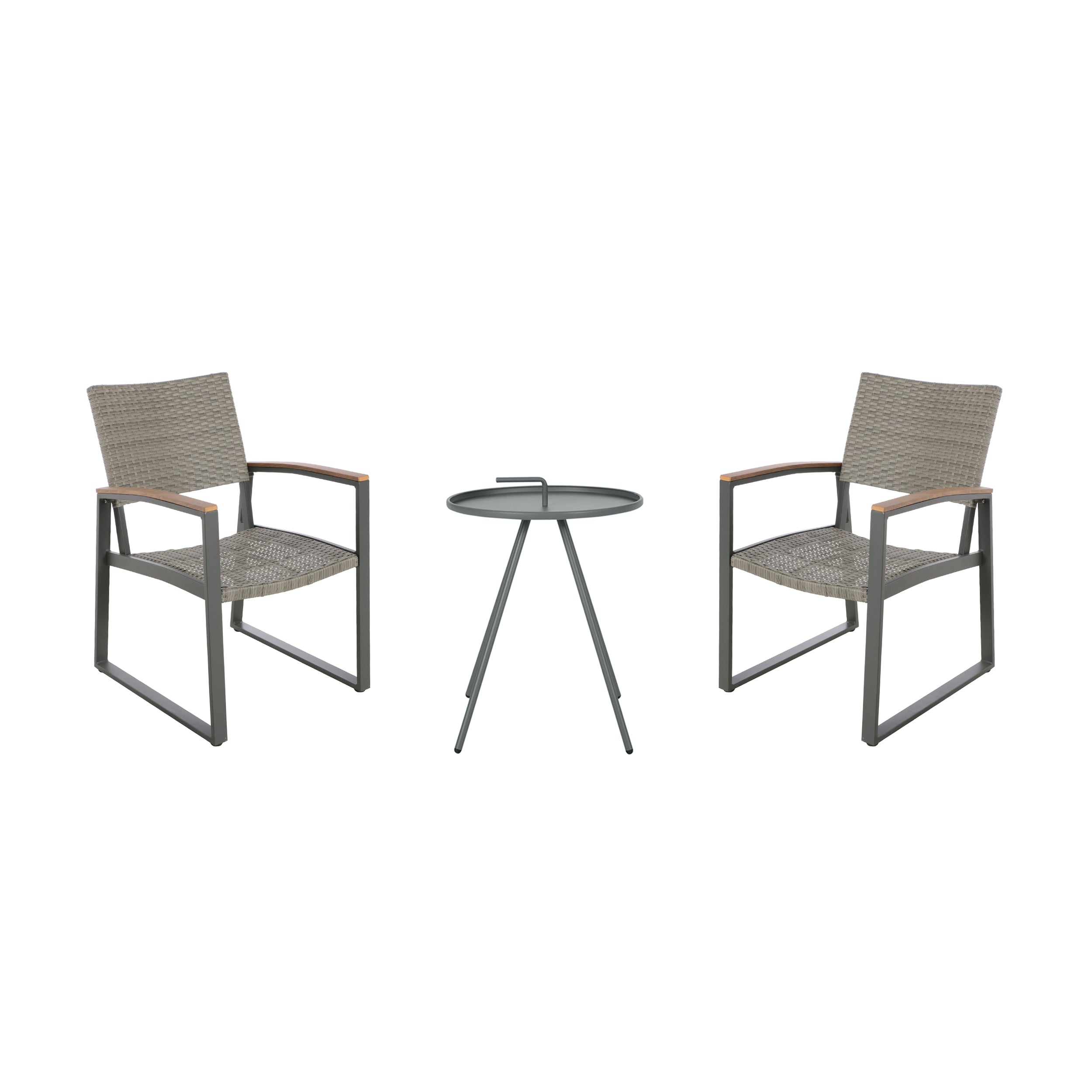 Eunice Outdoor 2 Seater Aluminum and Wicker Chat Set