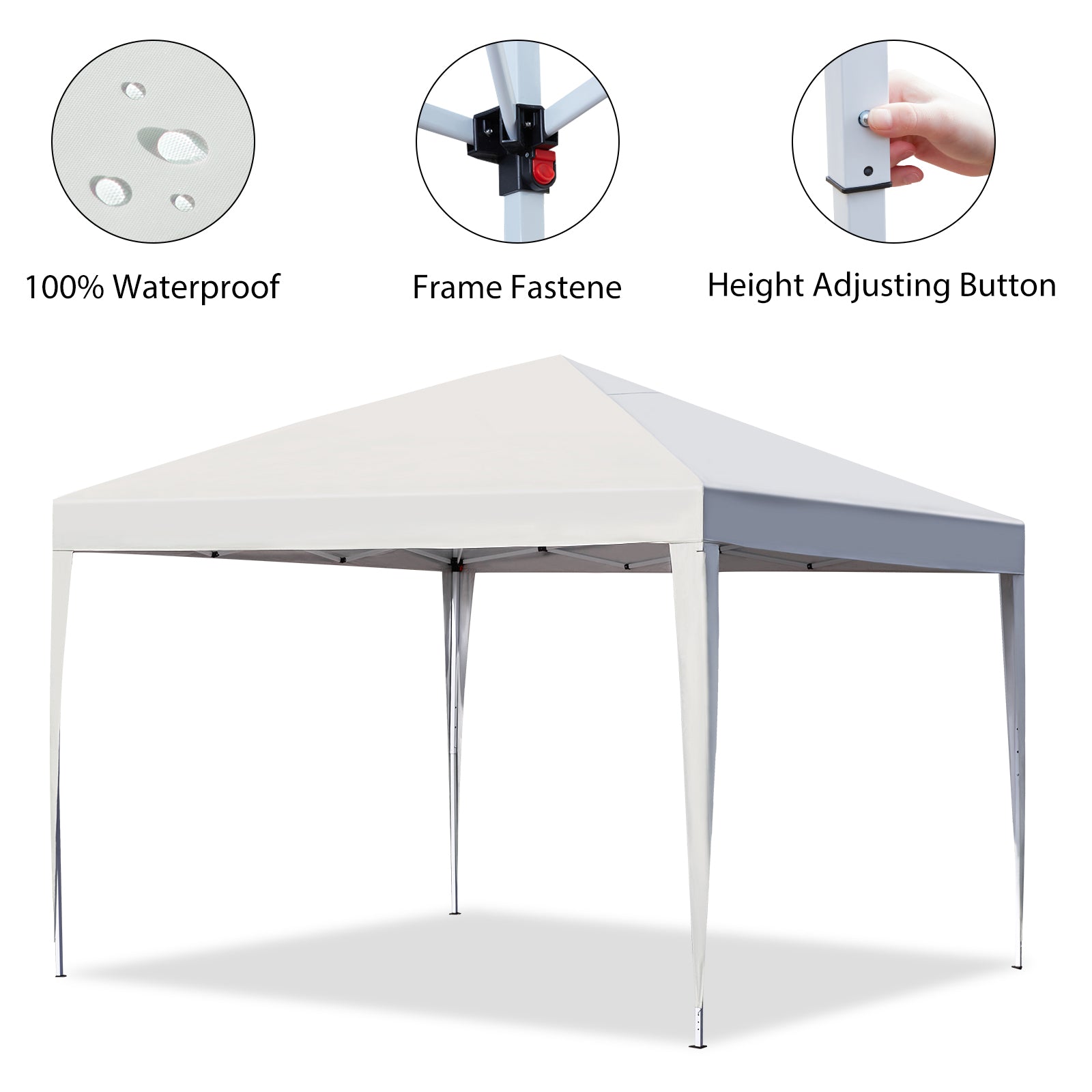 AVAWING 10'x10' Pop up Canopy with Sidewalls Wheeled Roller Bag, Waterproof & Anti-UV Canopy Tent for Outside, Parties, Exhibition, Picnic with Sandbags x 4, Ropes x 4 (White)