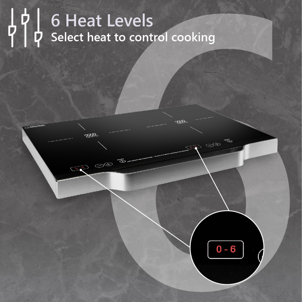 Equator20 quotPortable 2Burner Induction Cooktop with Aluminium Handle Black 6 level   Modern   Cooktops   by Equator  Houzz