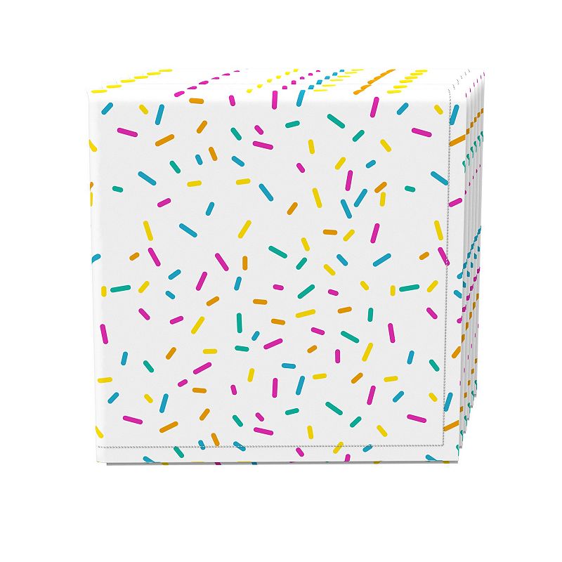 Napkin Set， 100% Polyester， Set of 4， 18x18， Sprinkles on White