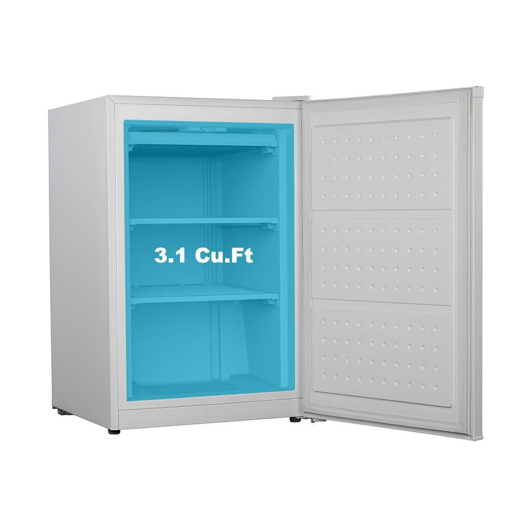 Galanz 3.1 cu. ft. Manual Defrost Residential Mini Compact Upright Freezer in White ENERGY STAR GLF31UWED