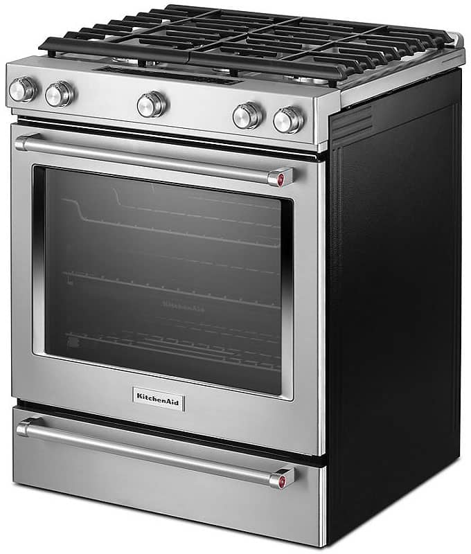 KitchenAid ADA 30 Stainless Steel Slide-In Convection Gas Range With Baking Drawer