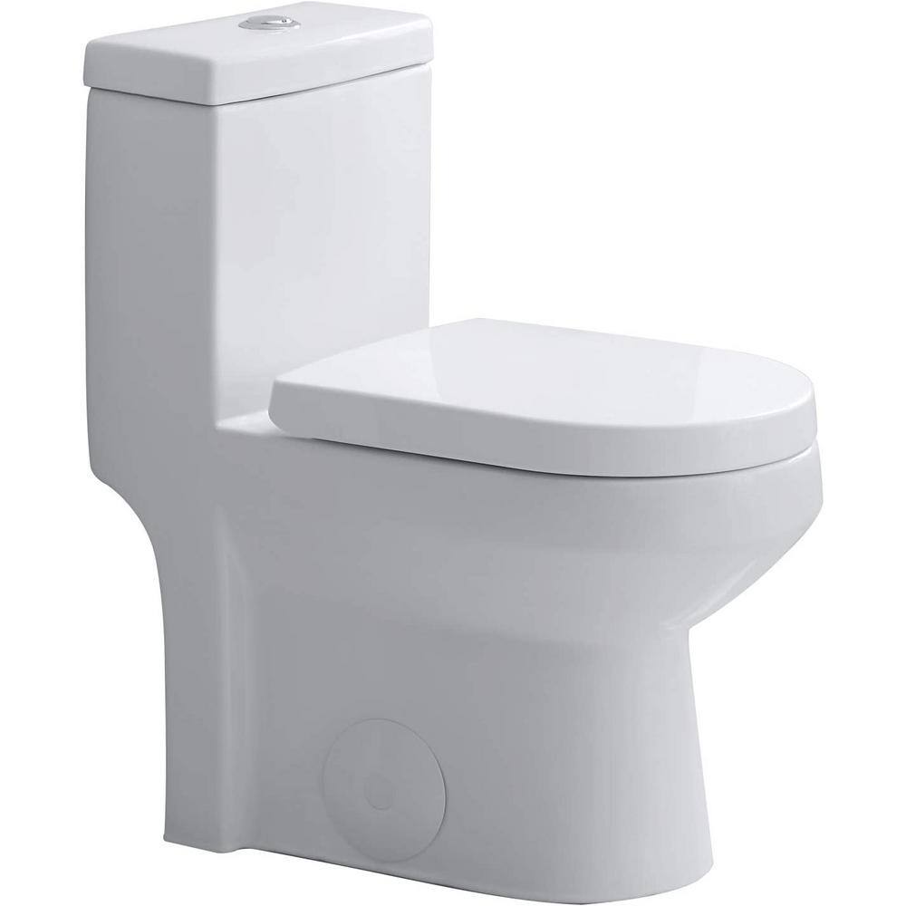 HOROW 1-piece 0.81.28 GPF High Efficiency Dual Flush Round Toilet in White with Seat Included and Brushed Gold Button HR-0033G