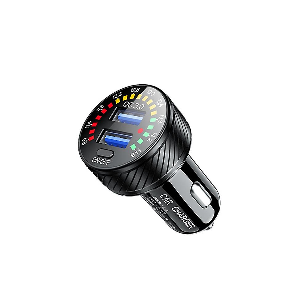 Qc3.0 Car Charger Dual Usb Port Auto Quick Charge Adapter With Colorful Voltmeter On/off Switch For Phone 13/12/11 Pro/max/8 Galaxy S21/20/10/9 Red