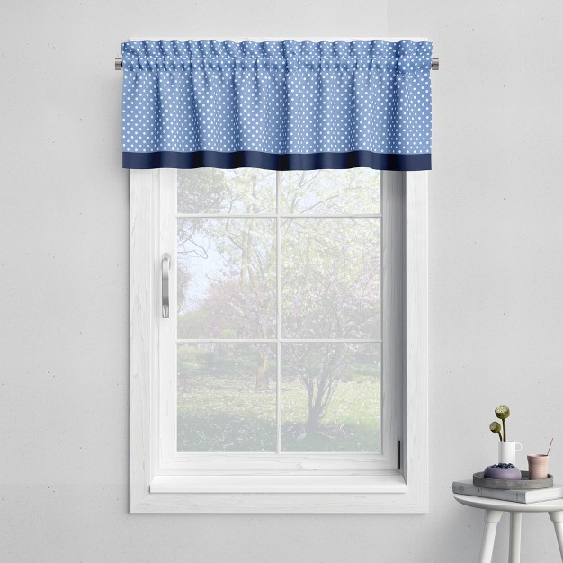 Bacati Pin Dots Blue gray Window Valance