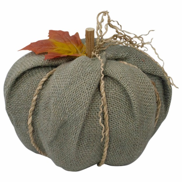 Green Burlap Autumn Harvest Table Top Pumpkin