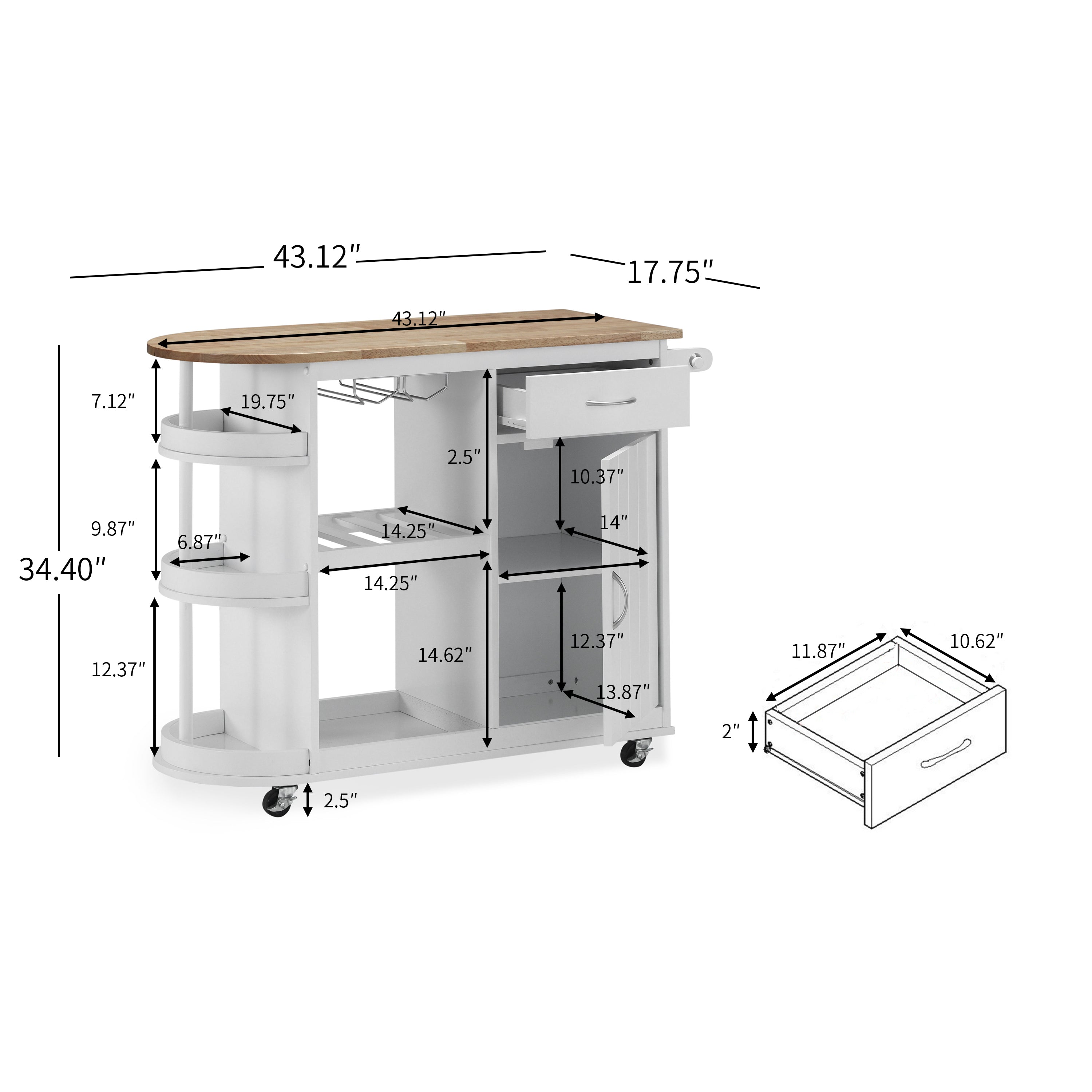 Averi Kitchen Cart with Wheels