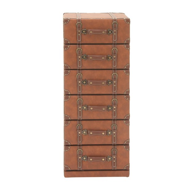 Traditional Faux Leather 6 Drawer Chest Camel Brown Olivia amp May