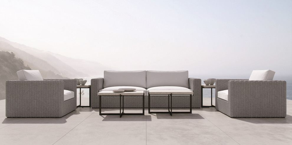 Bernhardt Exteriors Stillwater Large Cocktail Table  Flint Gray/Terrazzo   Industrial   Outdoor Coffee Tables   by Bernhardt Furniture Company  Houzz