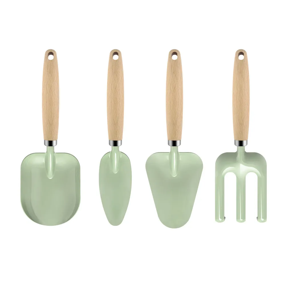 Homemade OEM 4PCS Mini Kids Gardening Tool Set for Vegetable with Wood/Rubber Handle for Children Garden Tool Sets Kit