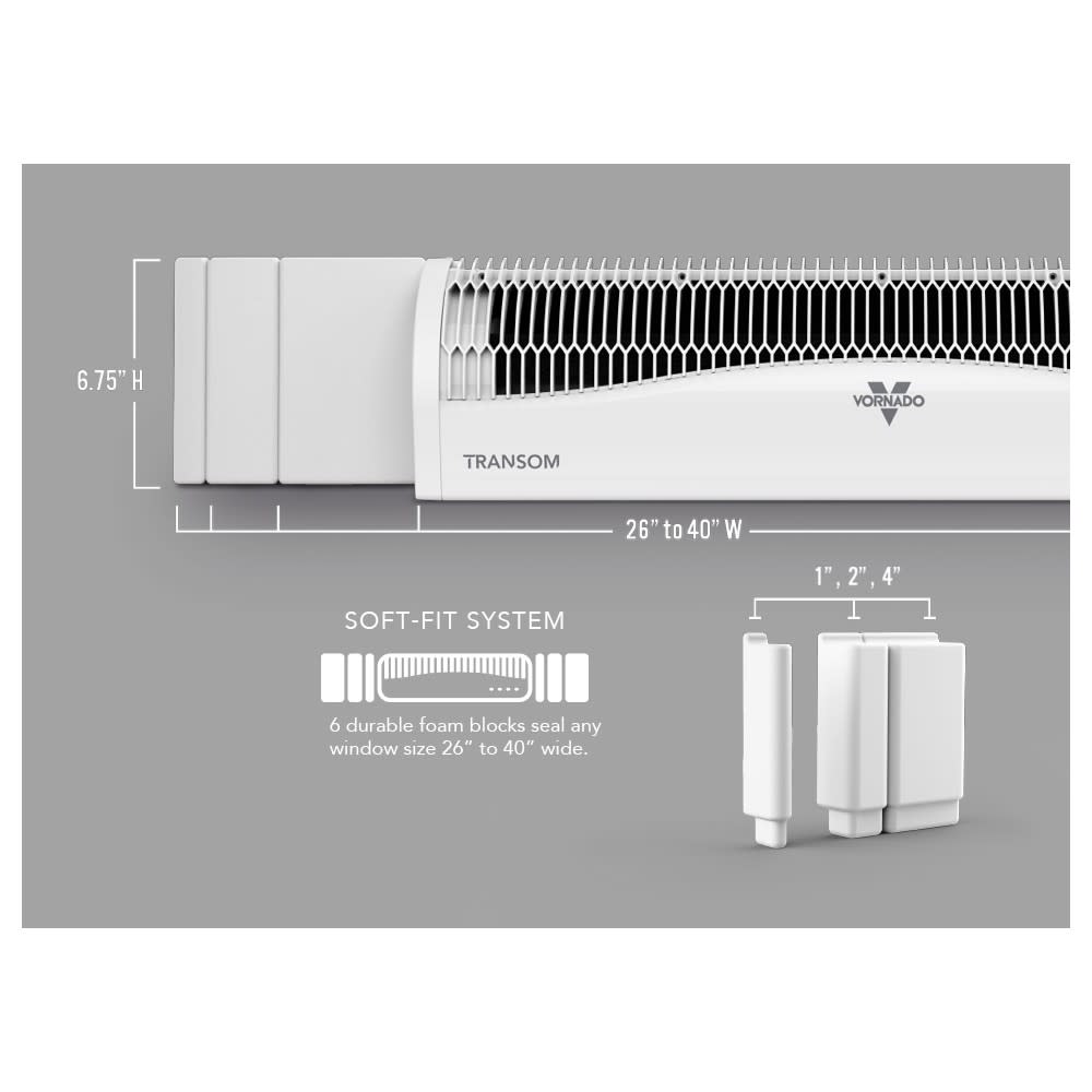 Vornado Transom Window Air Circulator with Remote 120V 185 CFM White ;