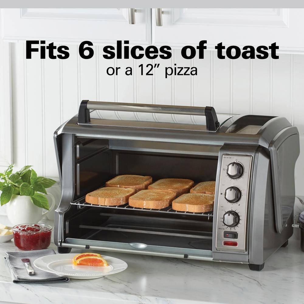 Hamilton Beach Easy Reach 1500Watts 6Slice Grey Toaster Oven with RollTop Door