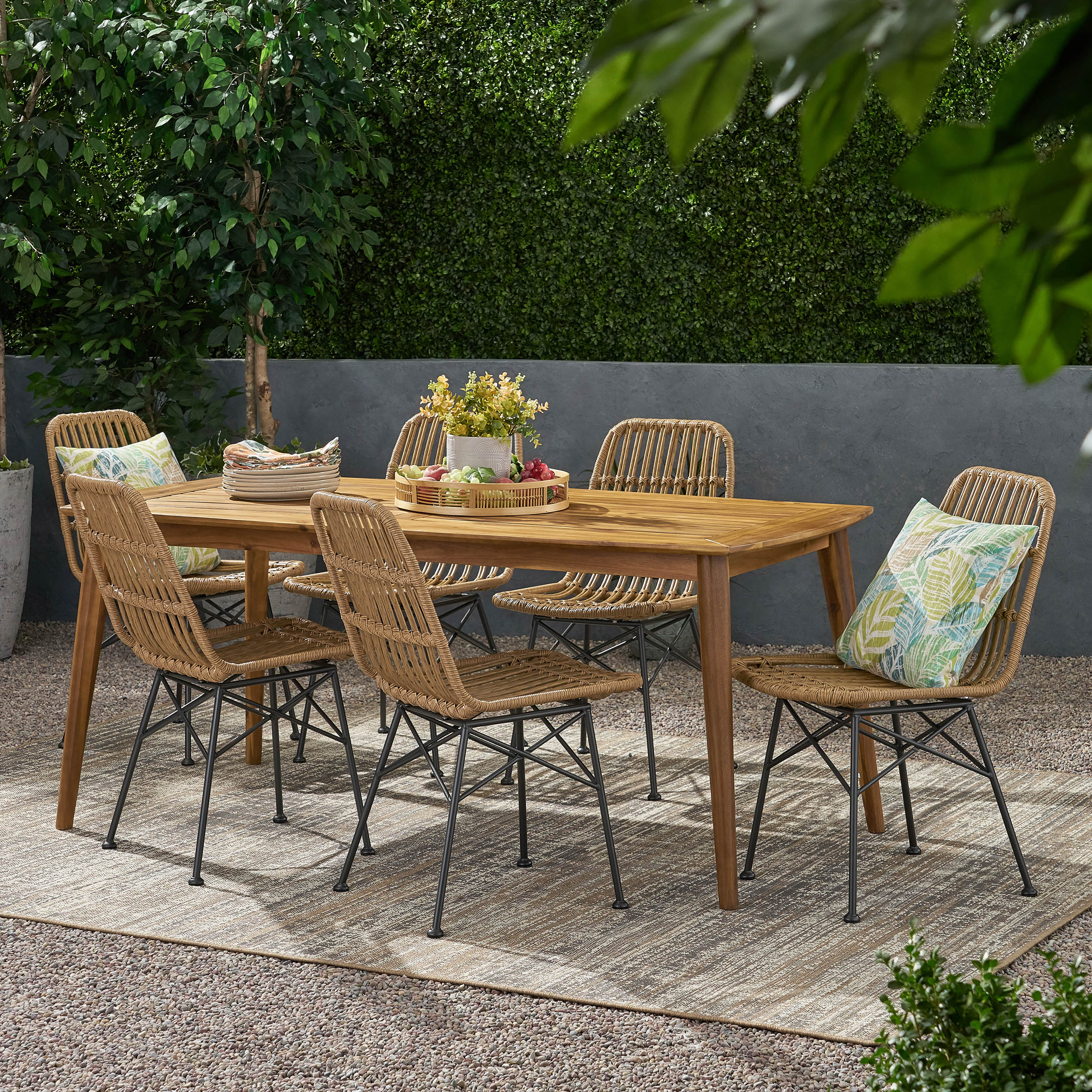 Kendal Outdoor 6 Seater Wicker Dining Set