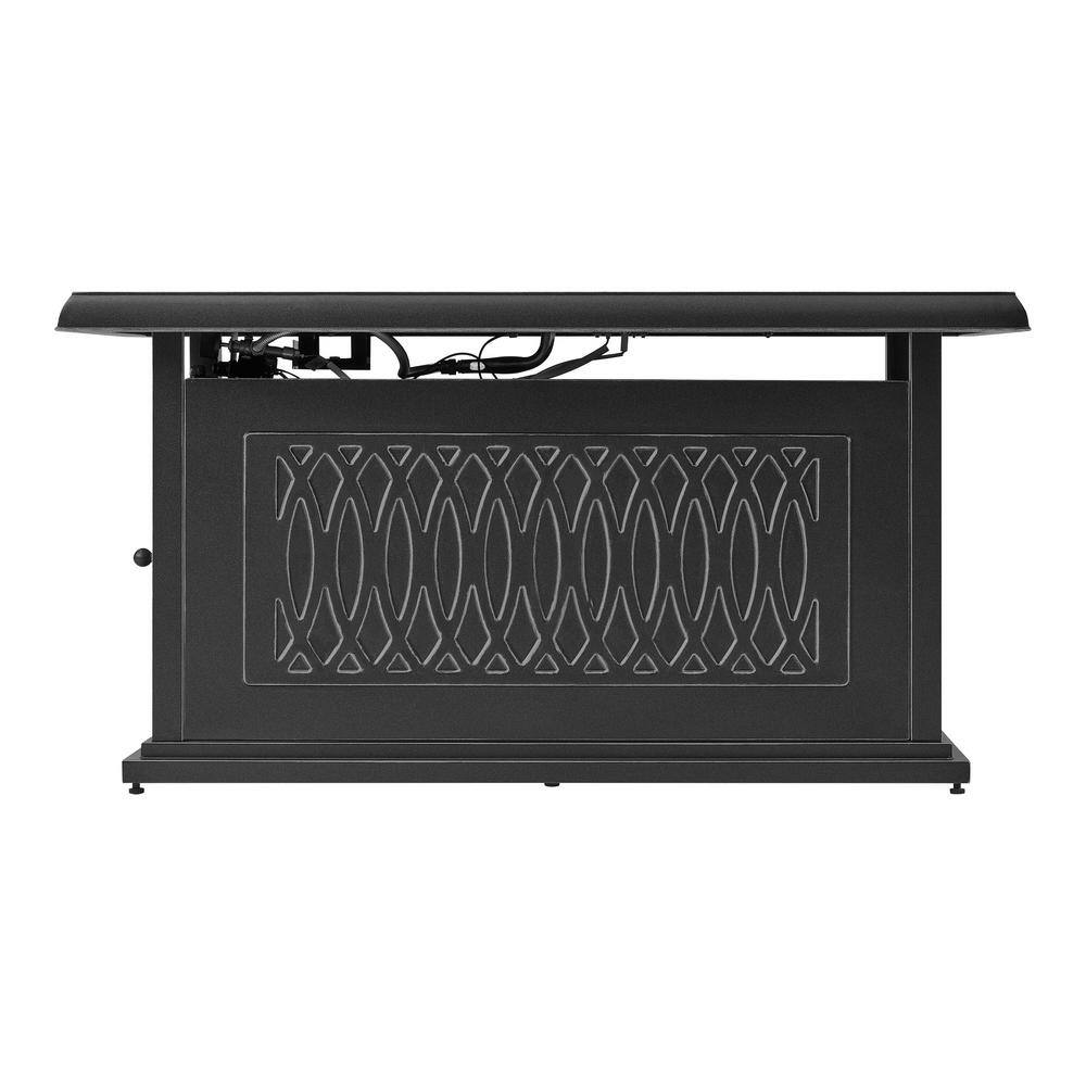 Home Decorators Collection St. Charles 25.98 in. x 25 in. Rectangular Steel Propane Gas Black Fire Pit FHTM80319