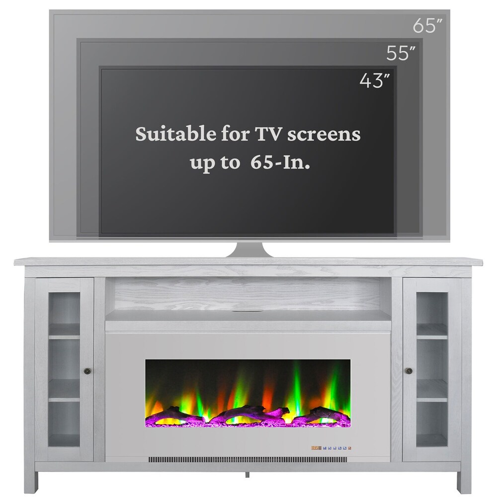 Cambridge Somerset 70 In. White Electric Fireplace TV Stand