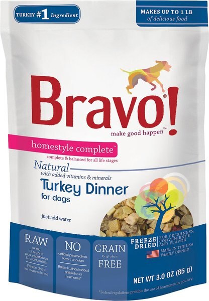 Bravo! Homestyle Complete Turkey Dinner Grain-Free Freeze-Dried Dog Food