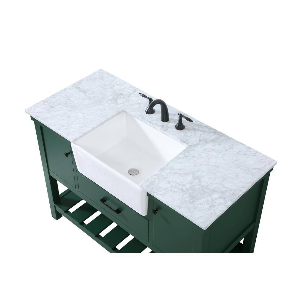 Timeless Home 22 in. W x 48 in. D x 34.125 in. H Bath Vanity in Green with Carrara White Marble Top TH120296GN