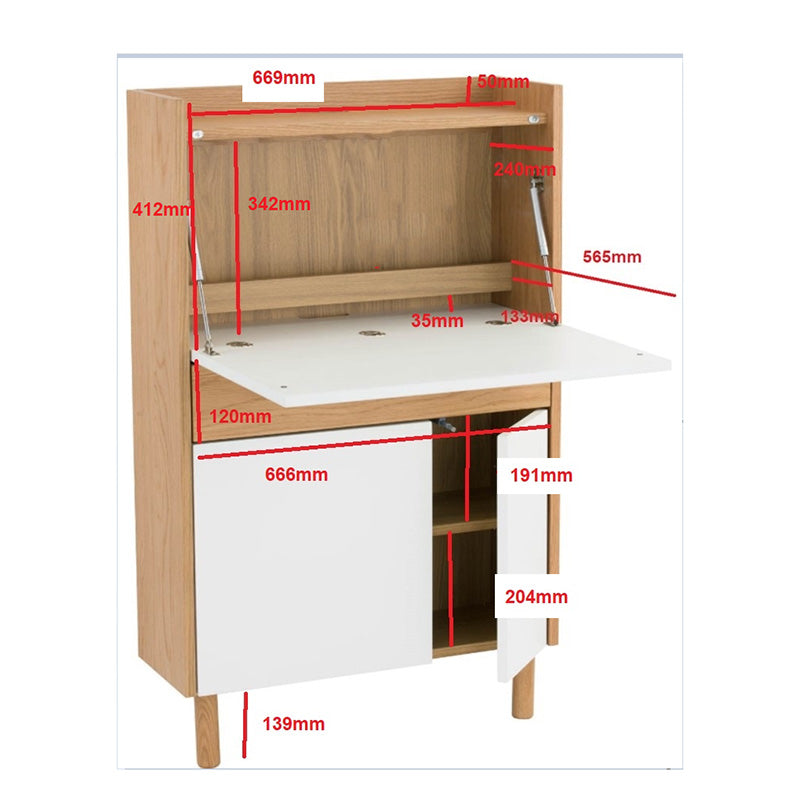 BARTON Study Desk 71cm - Natural & White