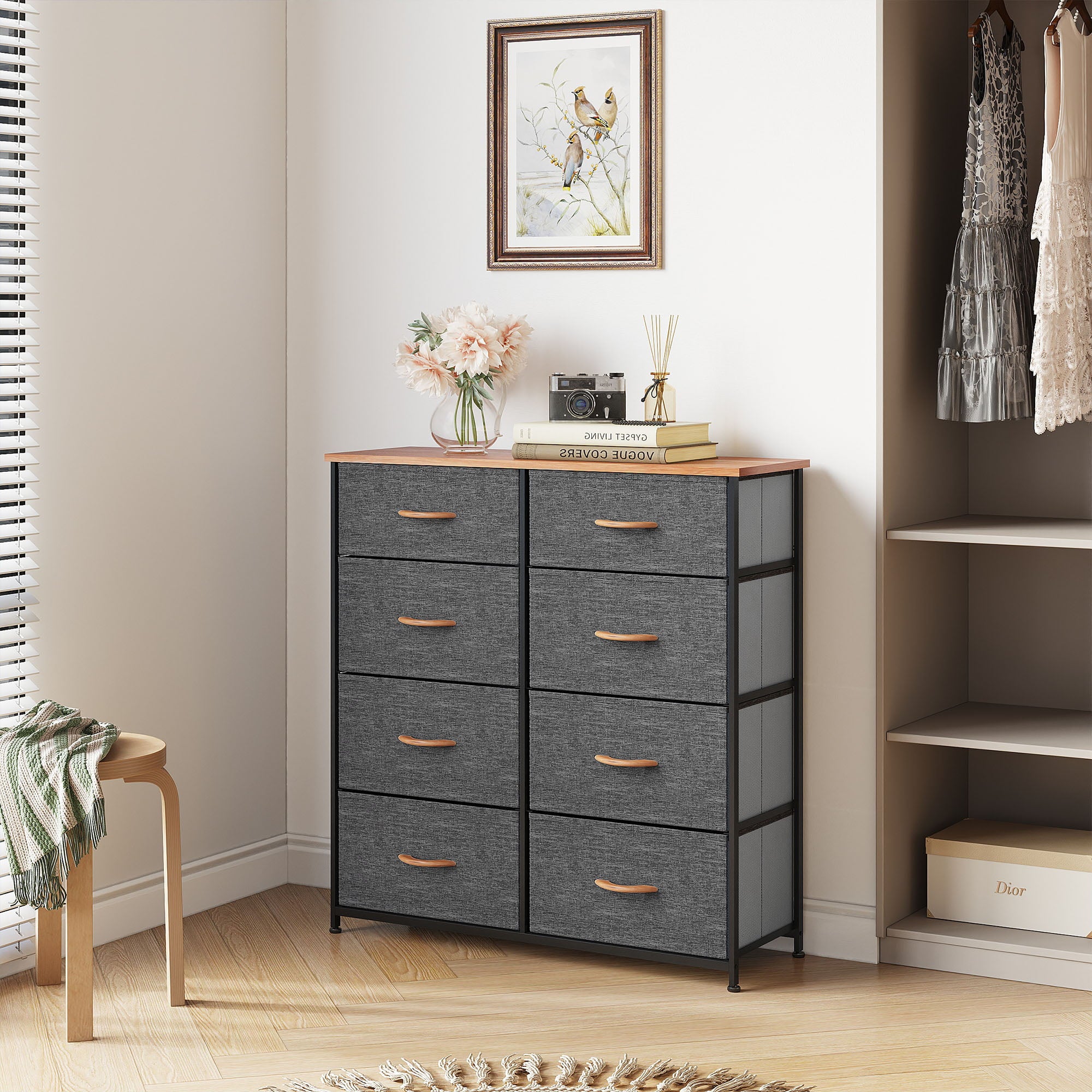 YITAHOME 8 Drawer Fabric Dresser for Closets, Bedrooms, Dorm Rooms, Bathrooms, Cool Gray