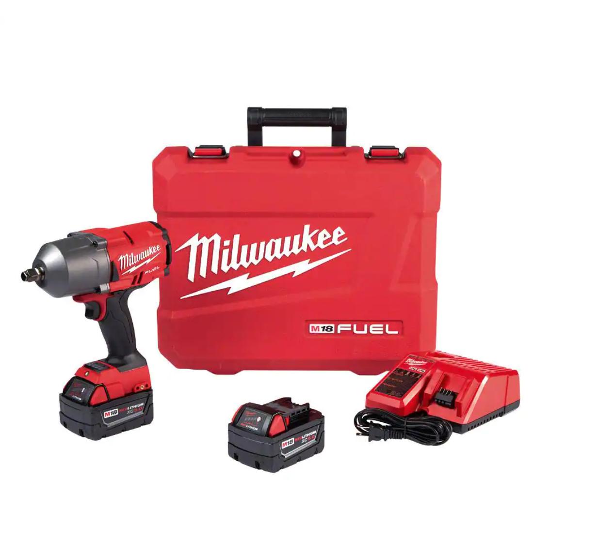 Milwaukee 2767-22 M18 FUEL 18V Lithium-Ion Brushless Cordless 1/2 in. Impact Wrench with Friction Ring Kit With Two 5.0 Ah Batteries