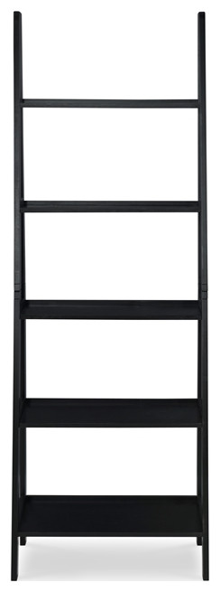 Riverbay Furniture 5 Shelf Transitional Wood Open Back Ladder Bookshelf in Black   Transitional   Bookcases   by Homesquare  Houzz