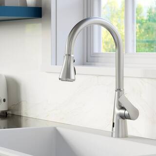 Karran Kadoma Single Handle Touchless Pull-Down Sprayer Kitchen Faucet in Stainless Steel KKF340SS