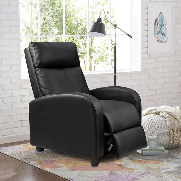 Lacoo Home Theater Recliner with Padded Seat and Backrest， Black