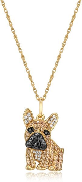 Scamper and Co 18K Yellow Gold Plated Sterling Silver French Bulldog Pendant Necklace